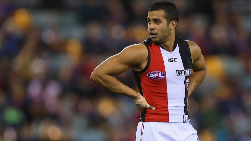 St Kilda's Ahmed Saad looks on against Brisbane in round 19, 2013 at the Gabba.