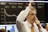 Stock trader Dirk Mueller gestures at Frankfurt/Main's stock exchange