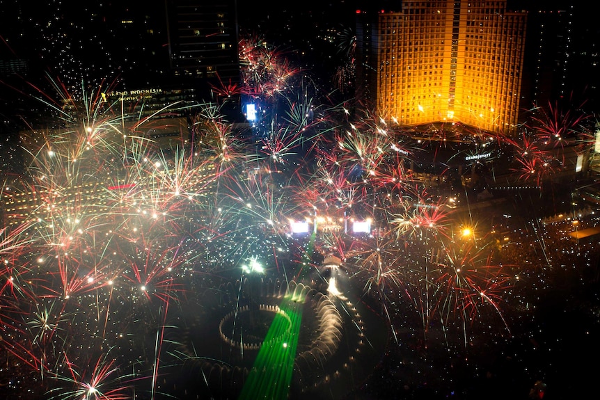 New year fireworks in Jakarta.
