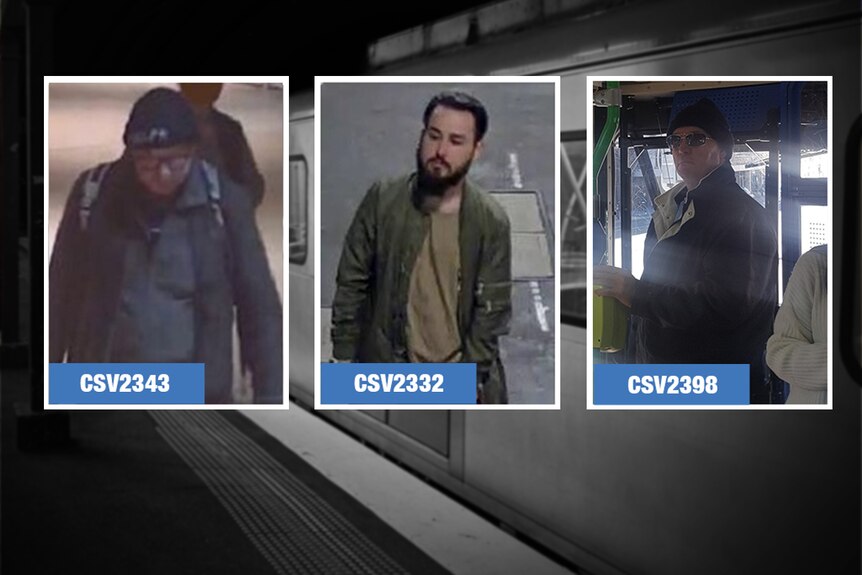 Three men wanted by over alleged sexual assaults on Melbourne public transport.