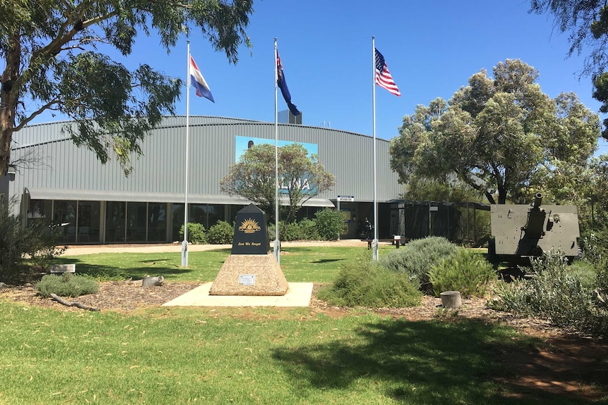 The Netherlands, Australian and United States flags at the Lake Boga museum.