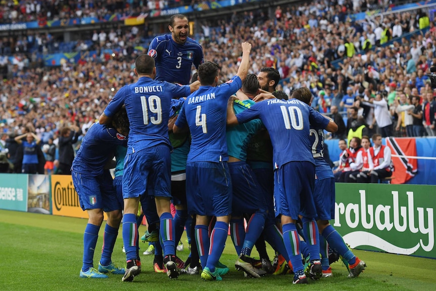 Italy celebrates win over Spain