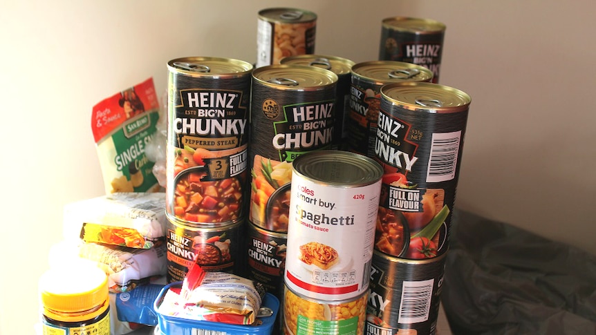 Supplies of tinned and packet food.