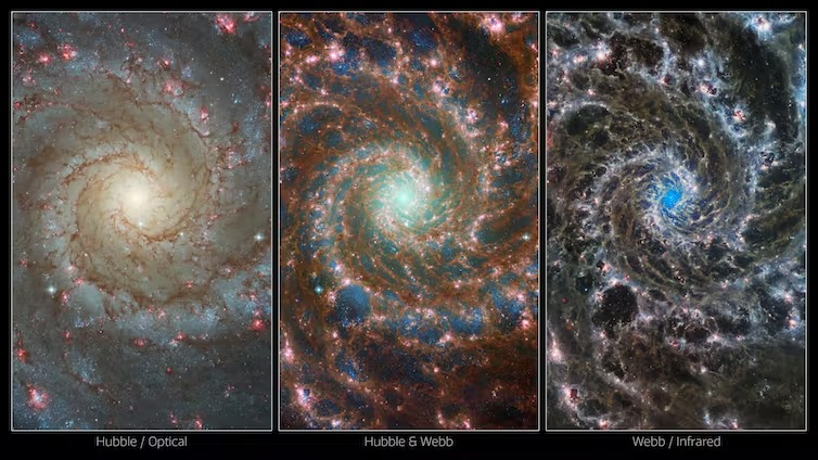 Tres versiones diferentes de la misma galaxia