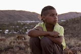 A young Aboriginal boy Dujuan Hoosan in the movie In My Blood It Runs