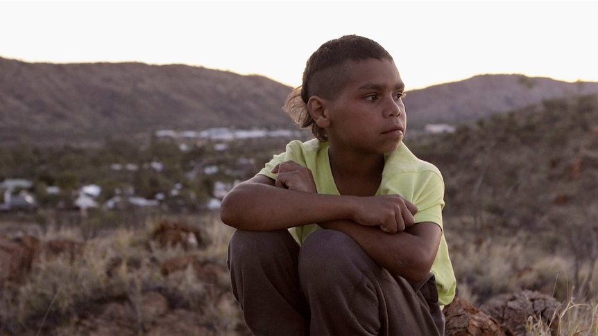 A young Aboriginal boy Dujuan Hoosan in the movie In My Blood It Runs