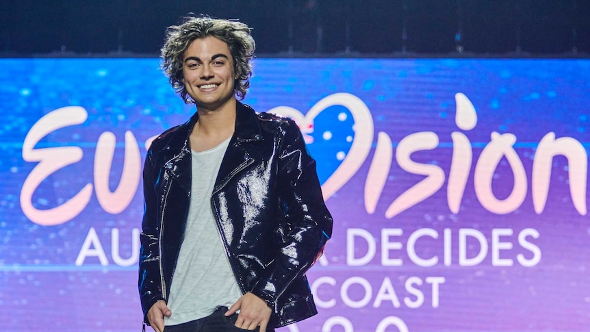 Jordan Ravi on stage at Eurovision Australia Decides.