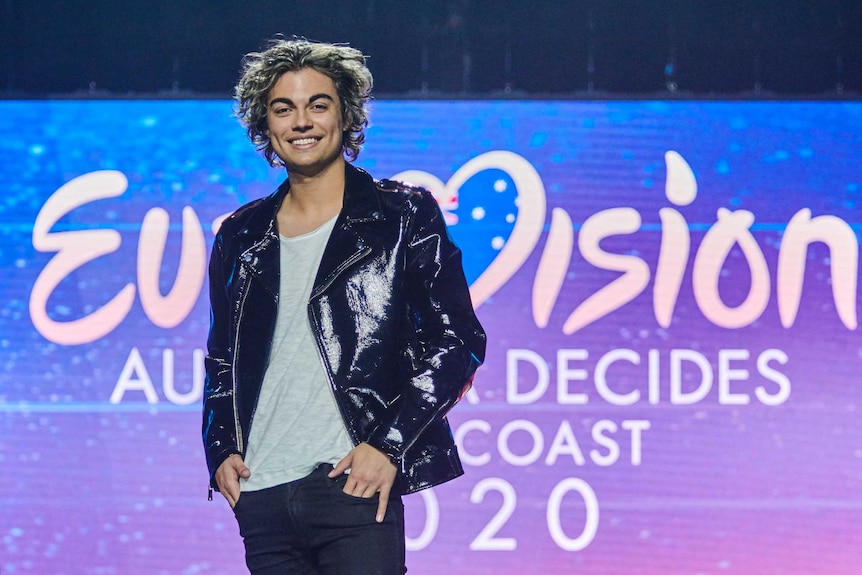 Jordan Ravi on stage at Eurovision Australia Decides.