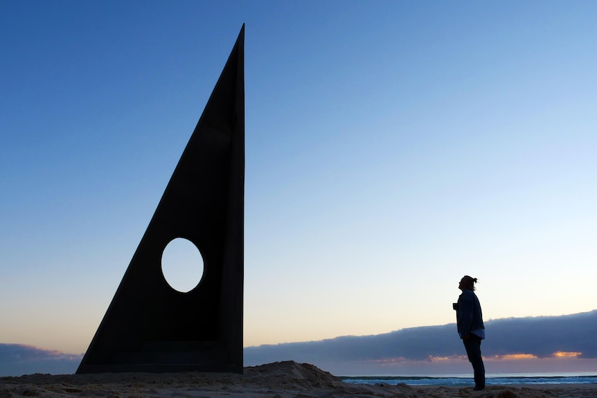 sculpture on beach