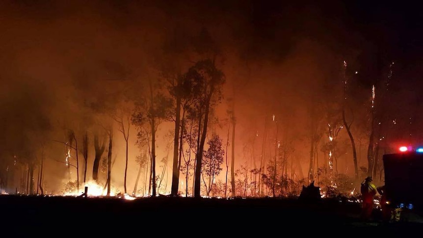 Flames from bushfire burning near Marlo