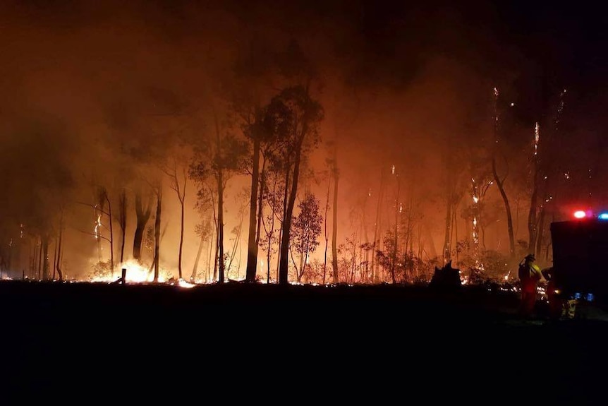 Flames from bushfire burning near Marlo