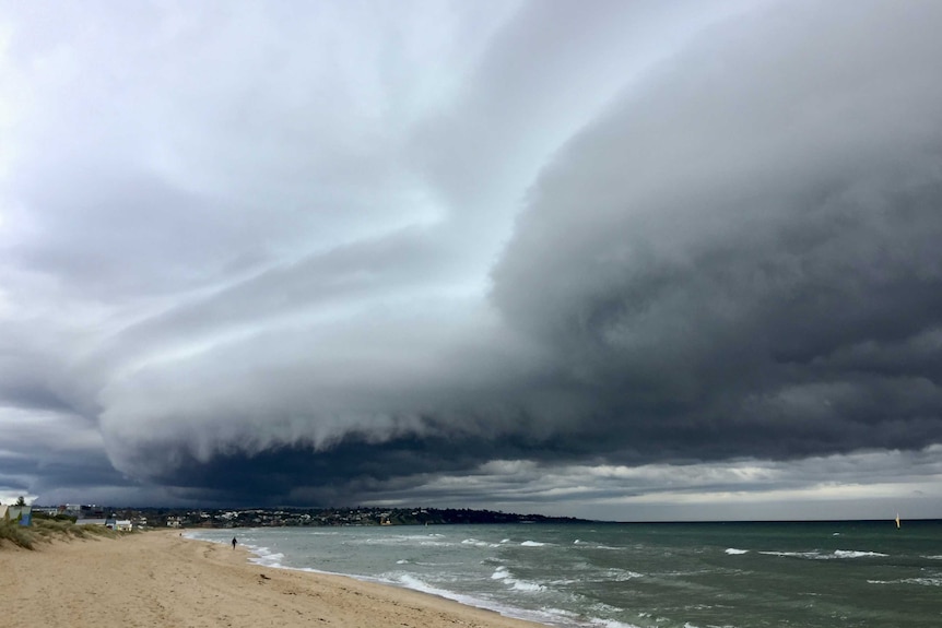 Storm clouds over a beach