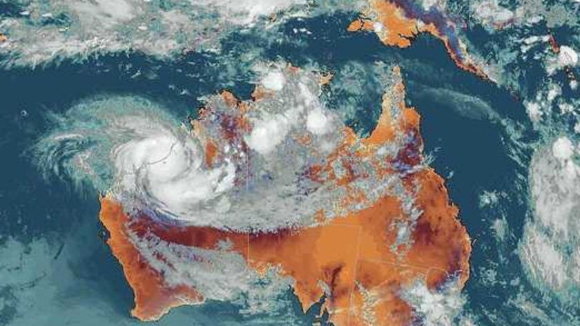 Satellite image of Cyclone Laurence at 8:30pm AWST on December 21, 2009.