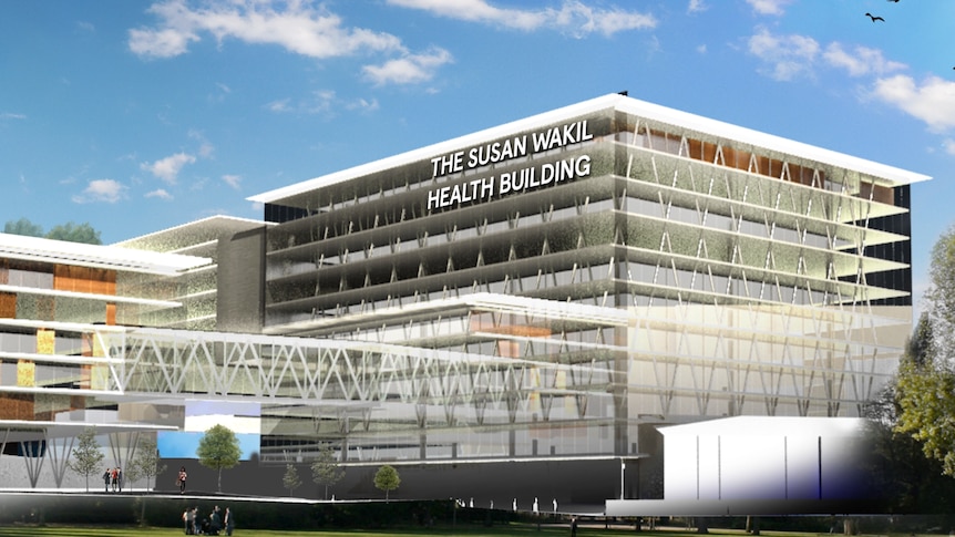Drawing of building that will be named after Susan Wakil as part of Sydney Uni's new health precinct