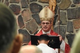 Bishop of Broken Bay Peter Comensoli speaks from a pulpit.