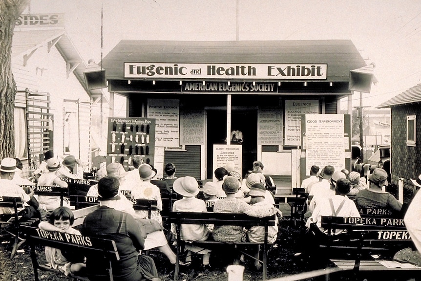 Eugenics and health exhibition, Kansas State Free Fair, 1929. 'Fitter Families' and 'Better Baby' contest were held across USA
