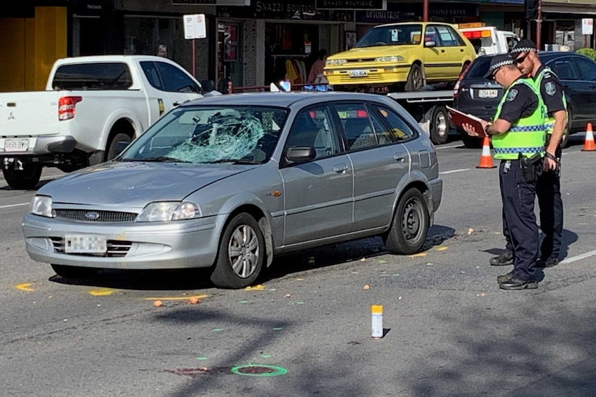 The aftermath of the crash involving an elderly pedestrian.