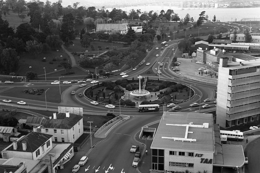 Hobart's Railway Roundabout circa 1970s