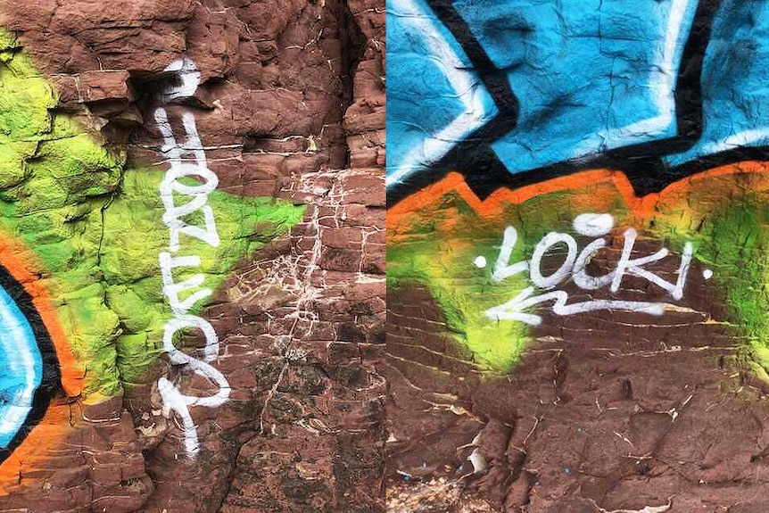 Graffiti tags at Marino Rocks
