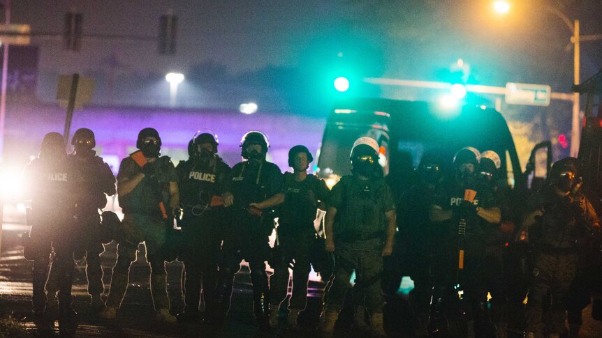 Police face protesters in Ferguson, Missouri