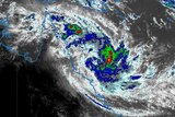 Satellite image of Tropical Cyclone Iris more than 300 kilometres north-east of Townsville.