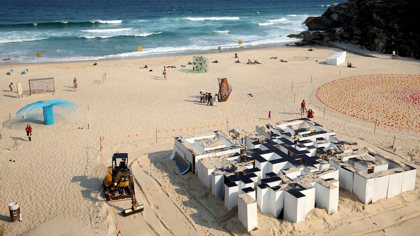 View of Tamarama Beach at the launch of the Sculpture by the Sea exhibition