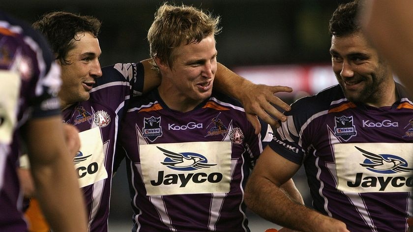 Billy Slater, Brett Finch and Cameron Smith find a smile after a turbulent week.