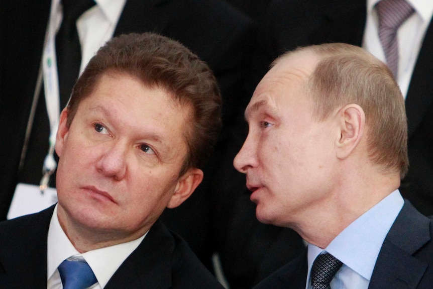 Gazprom CEO Alexei Miller and Russia's president Vladimir Putin