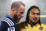 Well done ... Jimmy Cowan (L) congratulates Ma'a Nonu after the Hurricanes' win