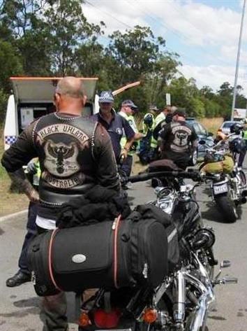 Qld police intercept members of the Black Uhlans on the Bruce Highway near Maryborough