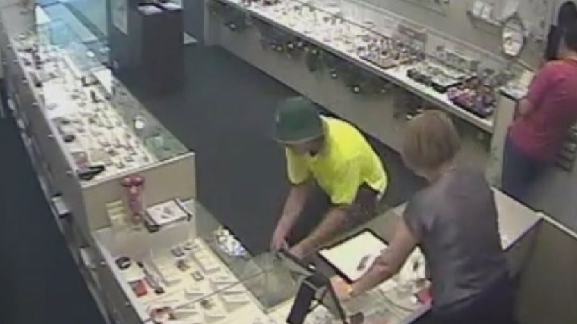 Security vision of a man at a jewellery store at Indooroopilly who allegedly stole two diamond rings.