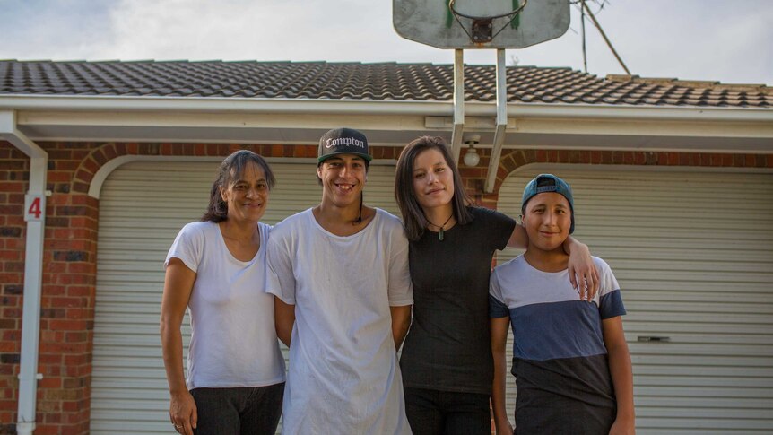 Makeda Soper-Wirangi with her mum Donna and two brothers Reggae and Nesta.