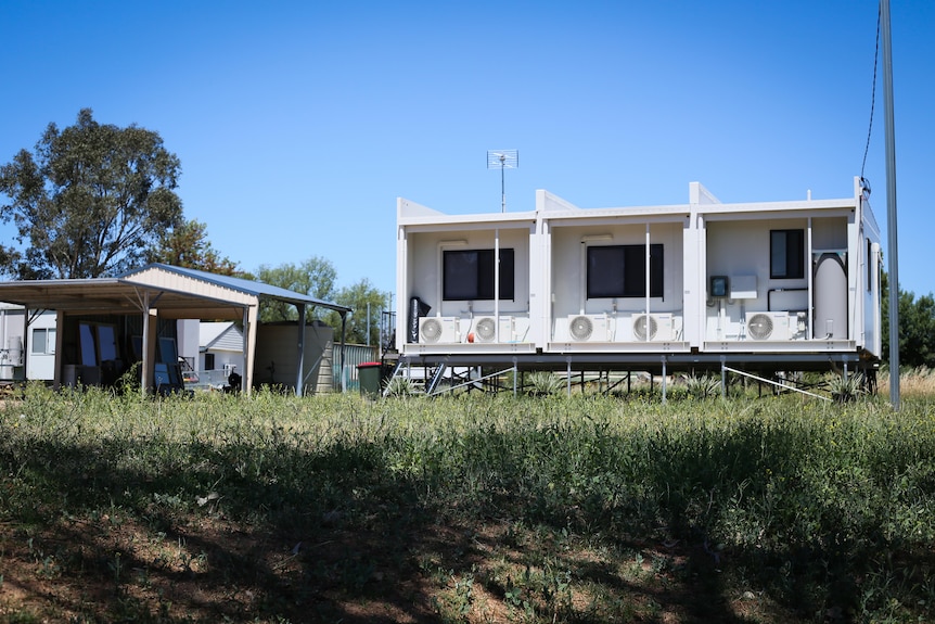 A row of pod homes for residents of Eugowra