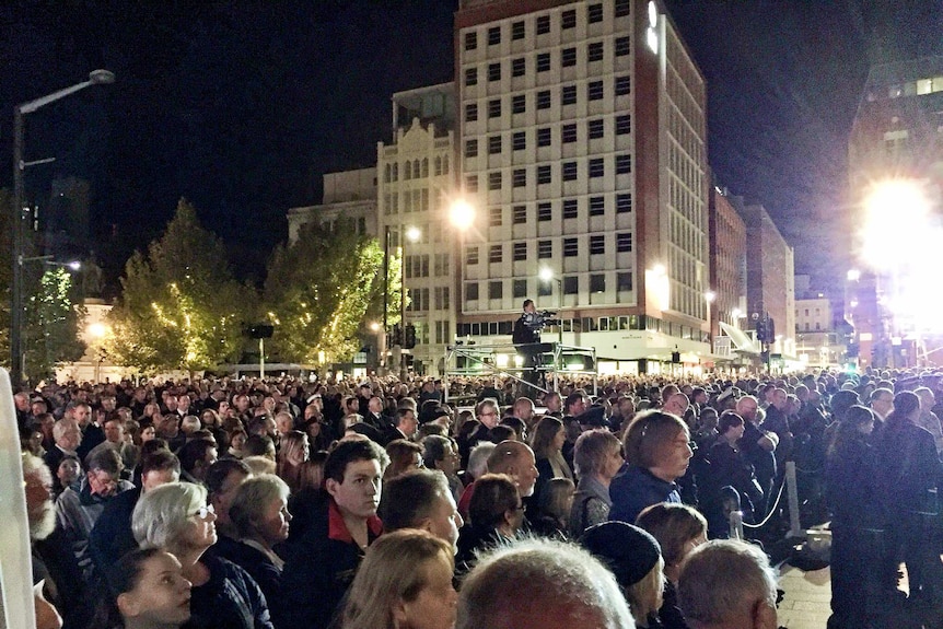 The crowd at the Anzac Day dawn service