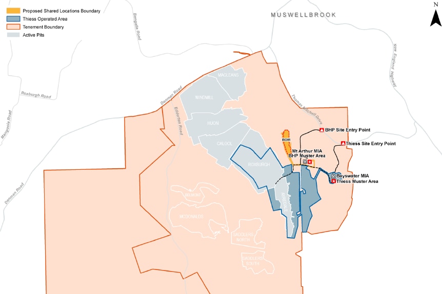 A map of the Mt Arthur coal mine, showing where operations will expand.