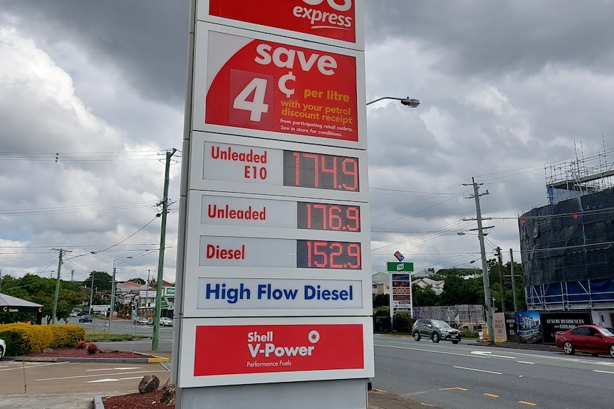 Petrol prices advertised at a service station in Brisbane for more than $1.70 per litre.