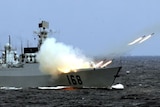 Chinese warship fires missiles