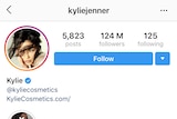 Kylie Jenner's Instagram account with list of followers at 124 million.