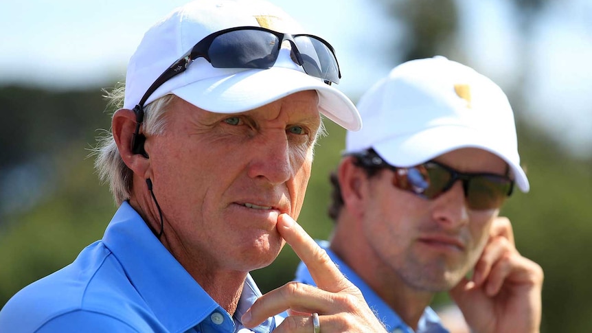 Greg Norman (L) has backed Adam Scott (R) and his compatriot golfers to come good soon.