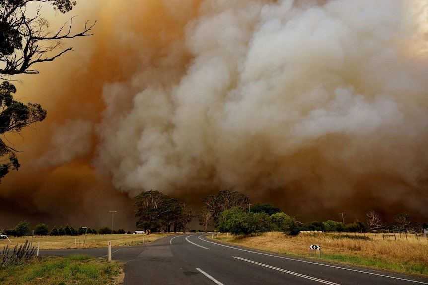 The Scotsburn fire in strong winds on Saturday evening.