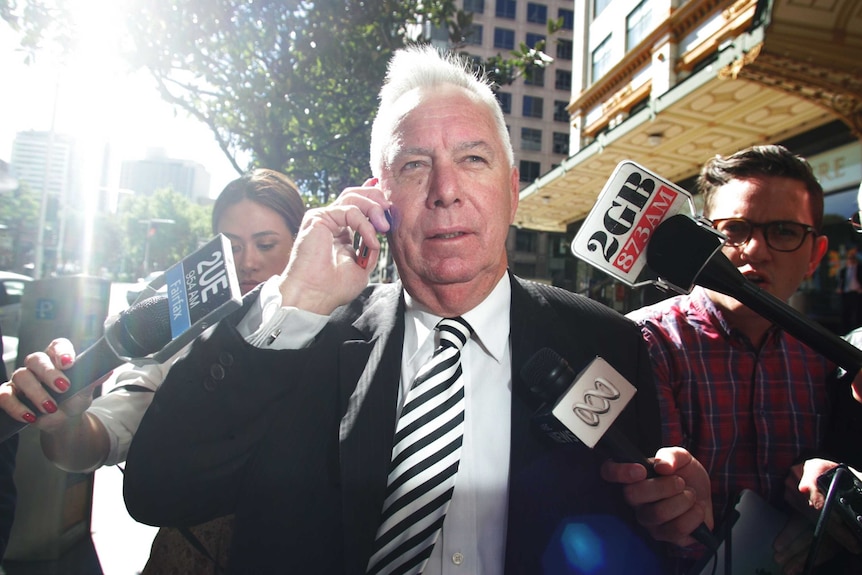 Former HSU president Michael Williamson leaves the Downing Centre District Court in Sydney.