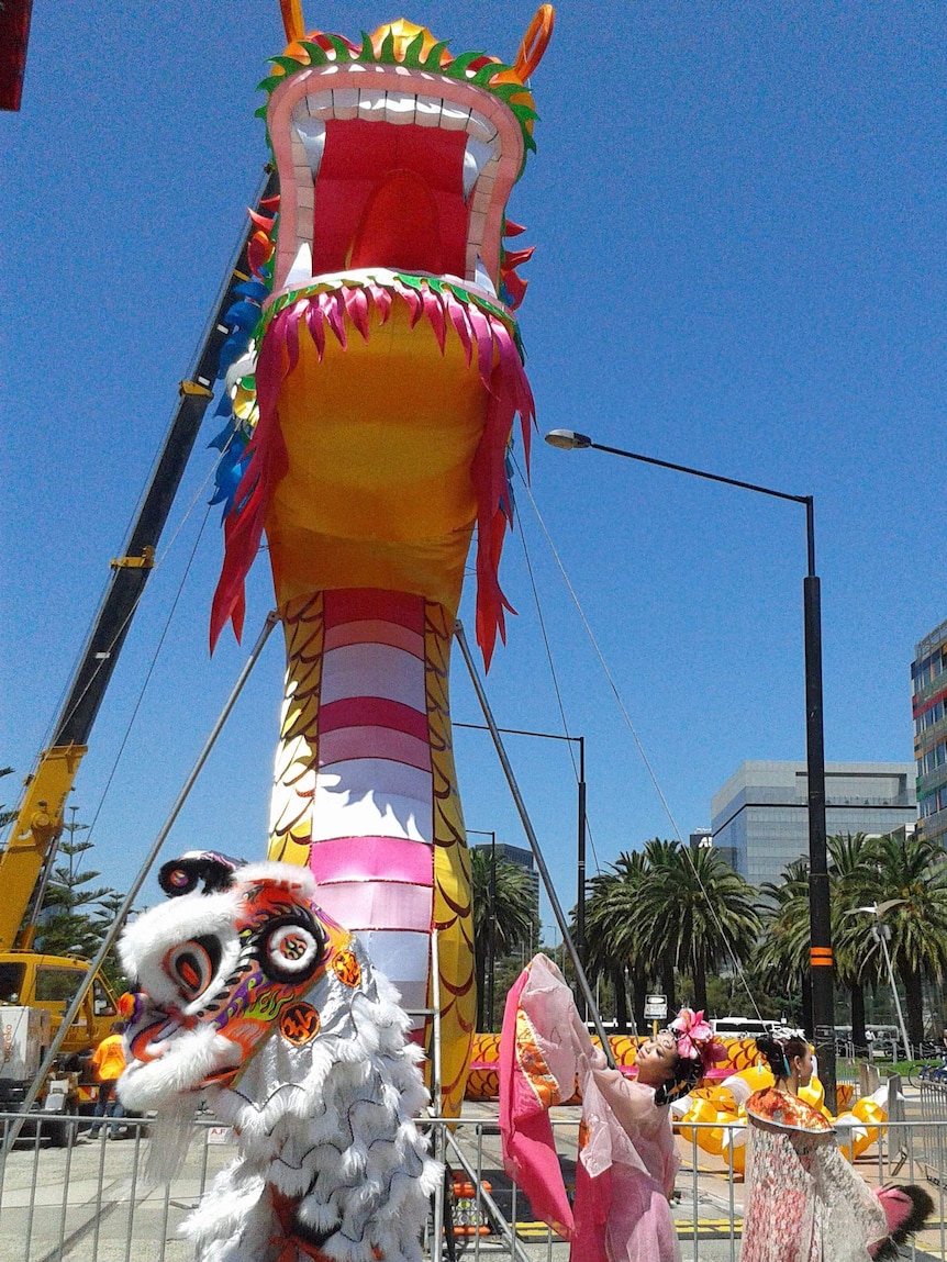 Dragon head unveiled in Docklands for Lunar New Year