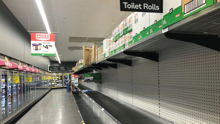 Empty shelf in supermarket.