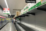 Empty shelf in supermarket.