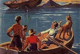 Vintage illustration from  Enid Blyton book Five on a Treasure Island.