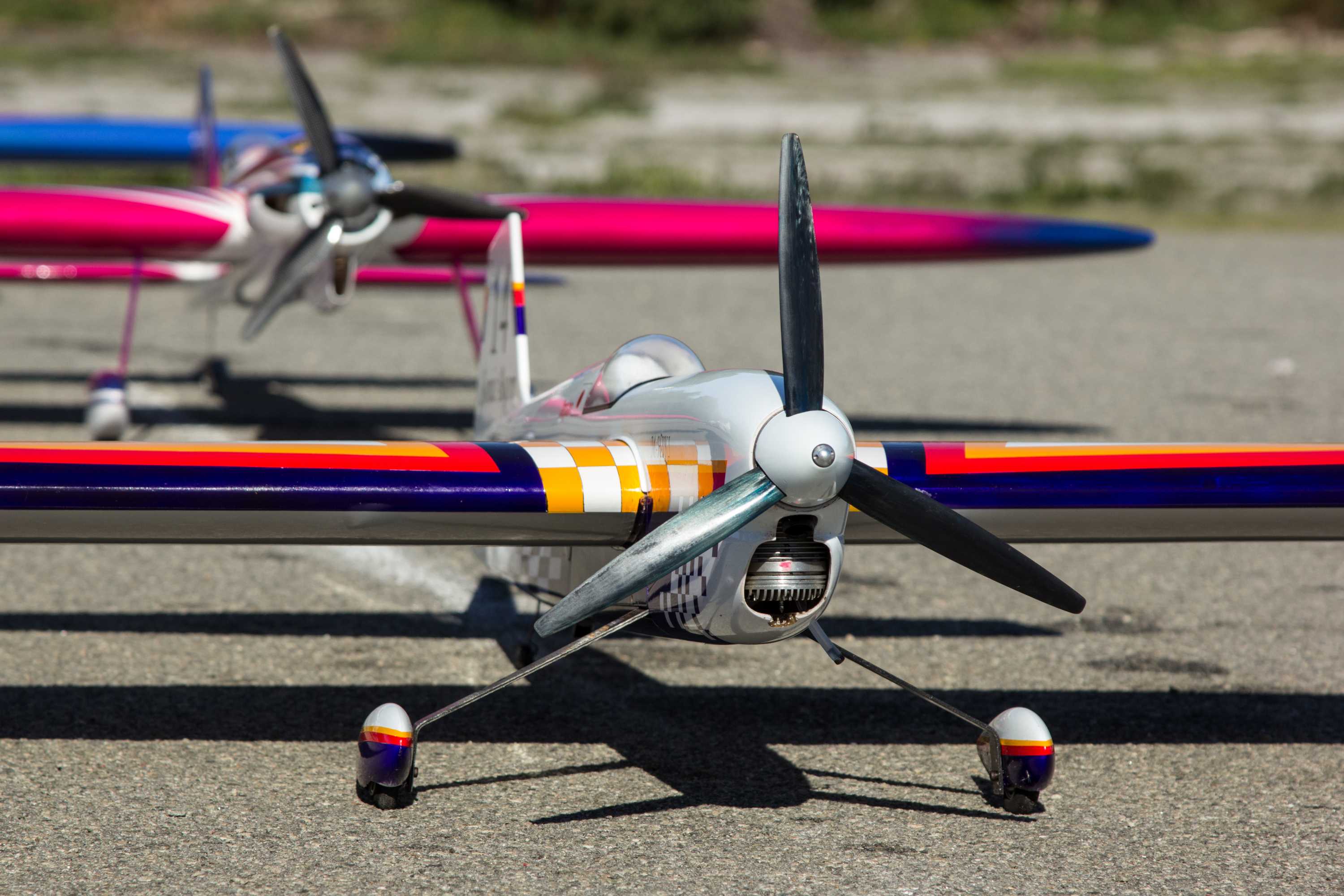 The aerobatics aircraft waiting on the tarmac at Whiteman Park.