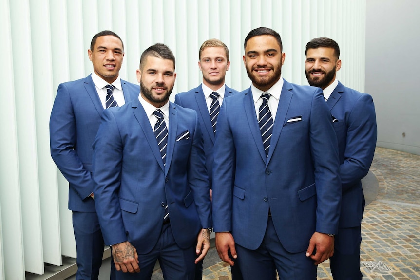 New South Wales new boys (L-R) Tyson Frizell, Adam Reynolds, Matt Moylan, Dylan Walker and Josh Mansour