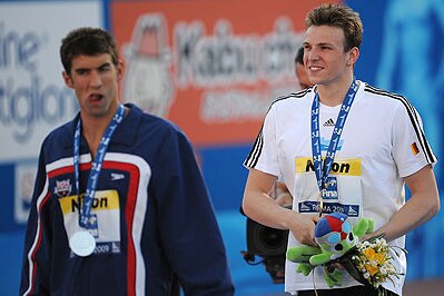 Michael Phelps and Paul Biedermann (AFP: Christophe Simon)