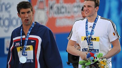 Michael Phelps and Paul Biedermann (AFP: Christophe Simon)