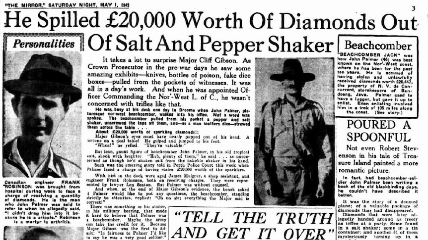 An article dated Saturday night May 1, 1943 headlined 'He Spilled £20,000 worth of diamonds out of salt and pepper shaker'